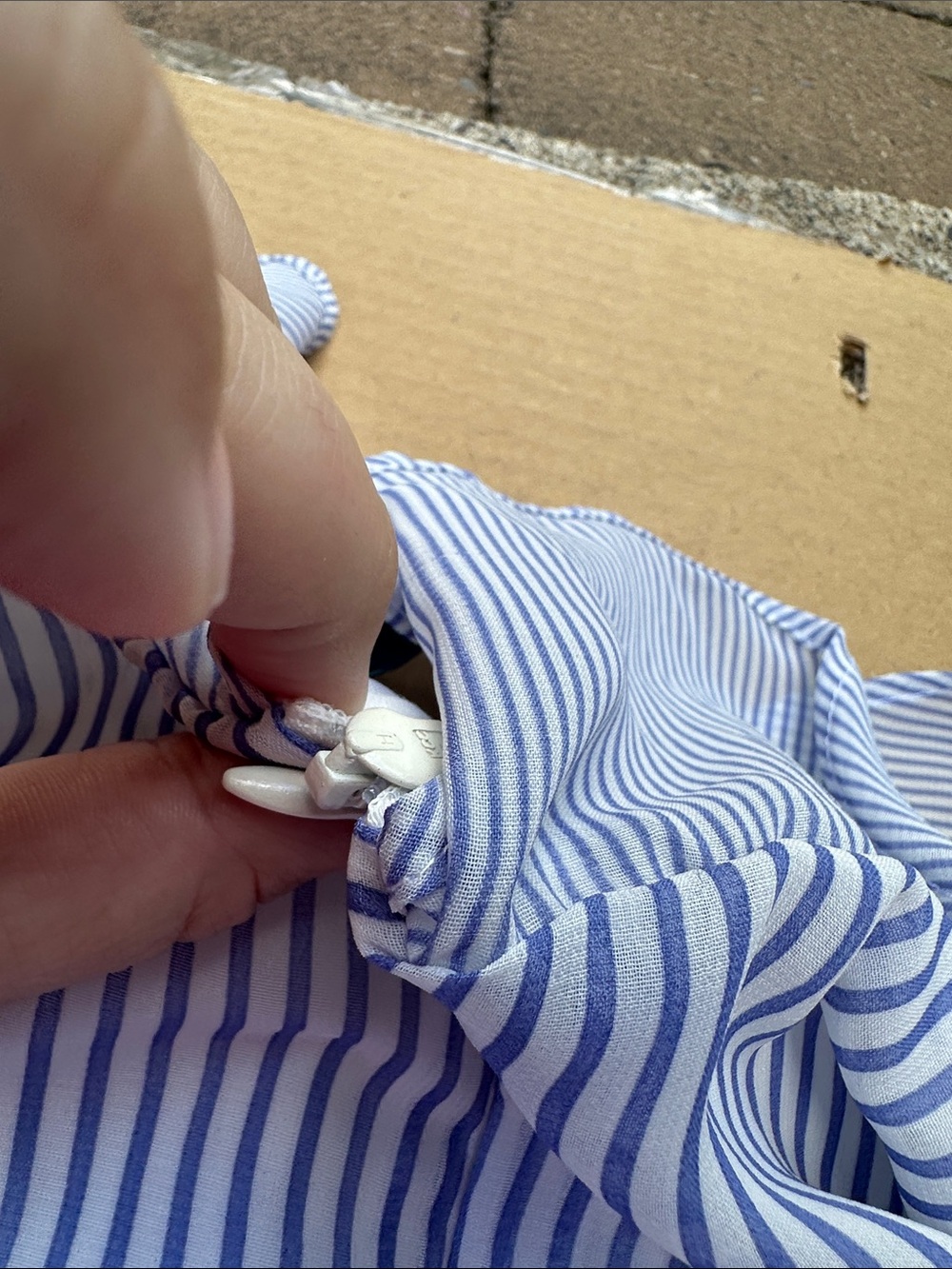 Gabby Skye Light Blue and White Striped Wrap Midi Dress - Picture 5 of 7